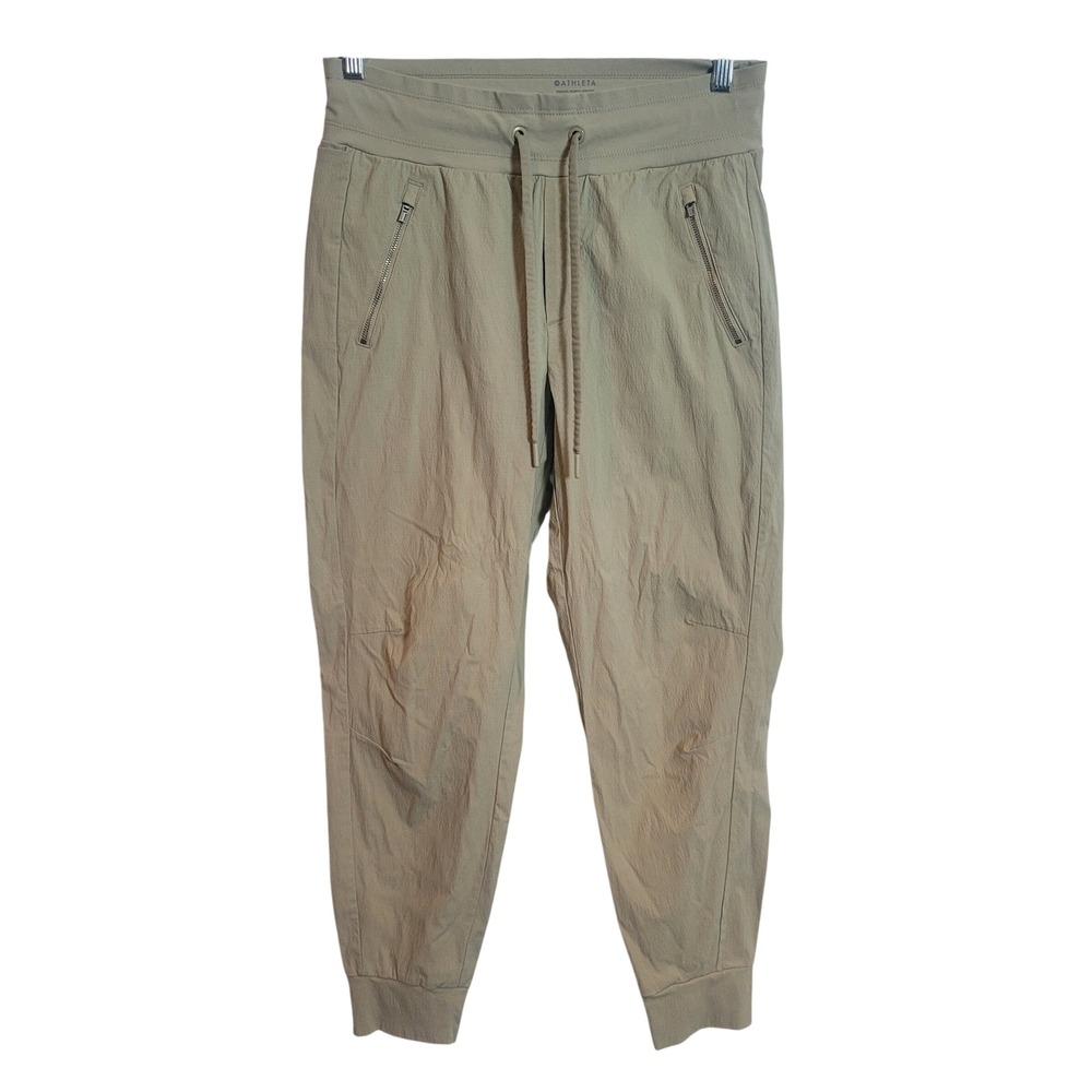 Athleta Trekkie North Jogger Pants Khaki Tan Ripstop Hiking Travel Womens Size 8